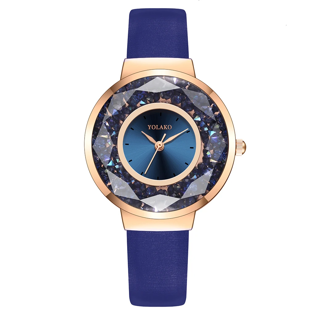 YOLAKO Брендовые женские кожаные подвижные алмазные часы Роскошные женские кварцевые часы со стразами часы Reloj Mujer Relogio Feminino