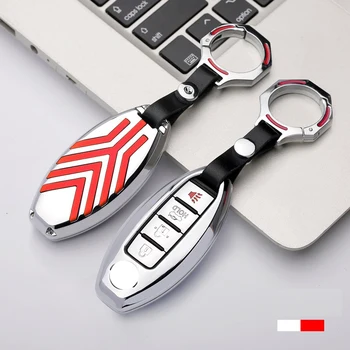 

Car Key Case Color Stripe Zinc Alloy Remote Fob Shell Cover Keychain Auto Accessories for Nissan Altima GT-R 370Z Leaf Infiniti