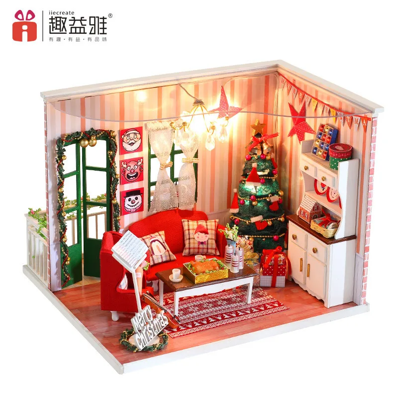 Merry Christmas CF04 3D DIY кукольная мебель деревянная ручная работа Кукольный дом модель сборочные наборы подарок ребенок рождественские игрушки для детей
