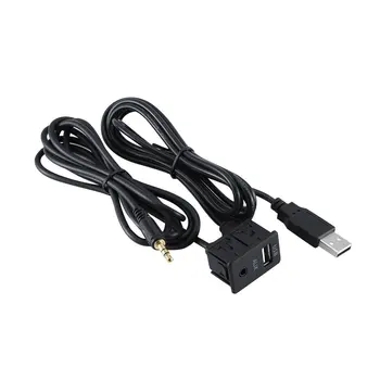 

100Cm Car Dash Flush Mount Usb Port Panel Auto Boat 3.5mm Aux Usb Extension Cable Adapter For Toyota