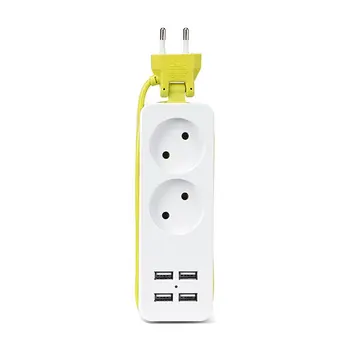 

Compact Size Travel Travel Power Strip Portable Extension Socket Outlet with 4 USB Wall Charger Smart Desktop Socket