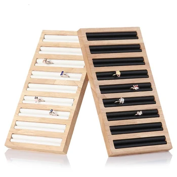 

Fashion Rings Stud Earring Display Tray Bamboo Wood Jewelry Organizer Box Stylish Elegant Storage Stand Jewelry Packaging