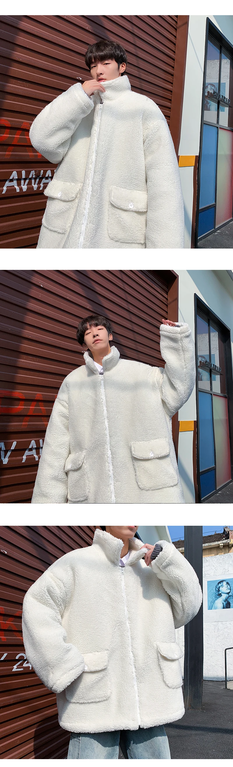 Winter Lamb Fur Jacket Men's Warm Thick Parka Men Fashion Solid Color Casual Coat Man Loose Cotton Jacket Male Clothes Overcoat