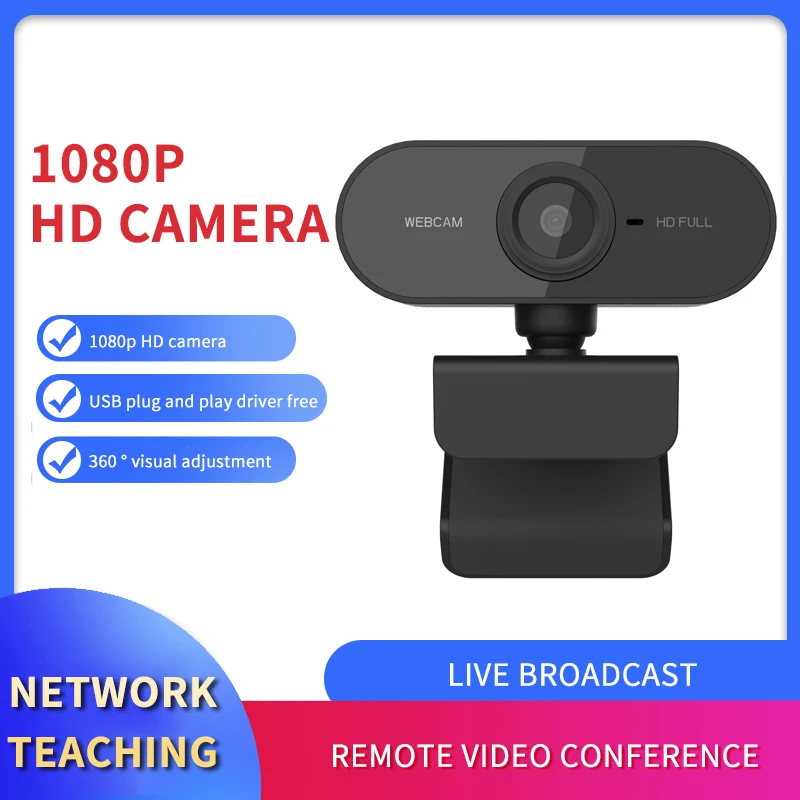 

Webcam HD 1080P Computer PC Desktops WebCamera With Microphone Rotatable Cameras for Live Video Conference Work Blogger Youtube