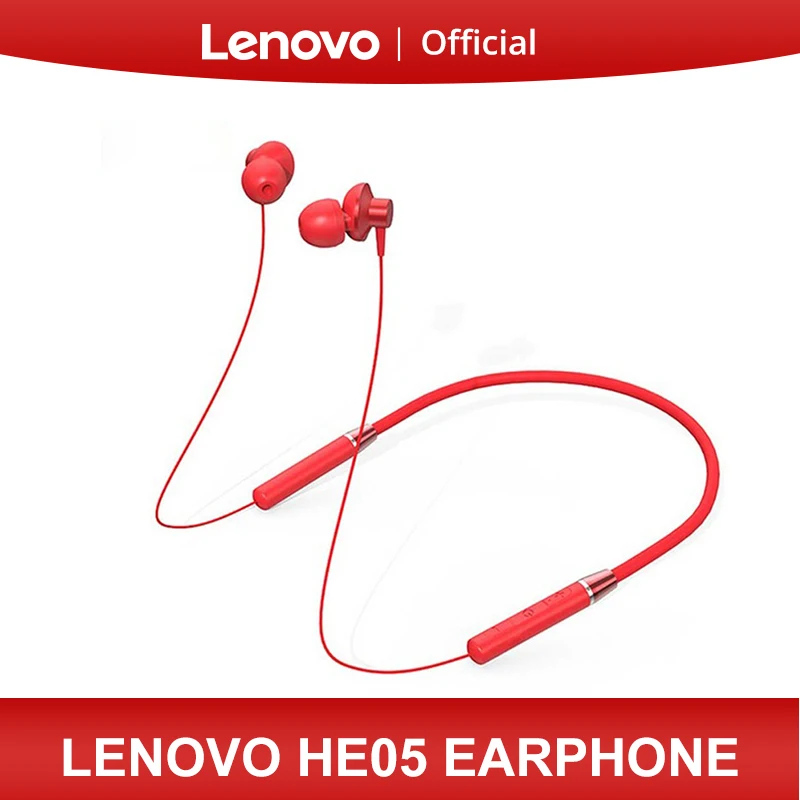 Lenovo Bluetooth Headphones HE05 Wireless Bluetooth Earphone BT5.0 Sports Sweatproof Headset IPX5 with Mic Noise Cancelling Earp|Bluetooth Earphones & Headphones| - AliExpress