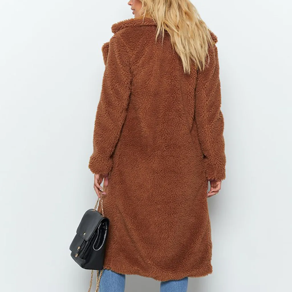 JAYCOSIN/теплая зимняя Длинная женская куртка из искусственного меха длинное пальто однотонная длинная парка верхняя одежда открытый кардиган рубашки 9820