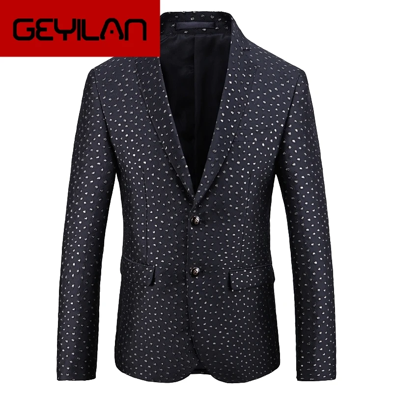 

Luxury Business Black Flower Blazer Point Jacquard Men Casual 2019 Autumn Blazer Hombre Suit Jacket Men Plus Size 5xl 4xl