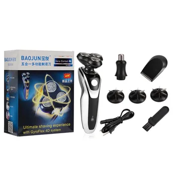 

5-in-1 4D 3 Blades Electric Shaver Waterproof Rotating Electric Razor Beard Clipper Nose Hair Cutter