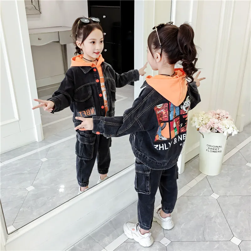 

Girl'S Suit New Style Autumn Clothing 2019 Cowboy Korean-style Spring And Autumn Children Cartoon Animation GIRL'S Western Style