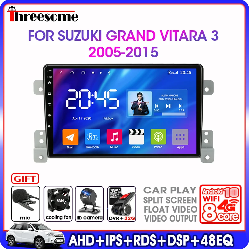 Android9.0 2Din 4G автомобильное радио для Suzuki Grand Vitara 3 2005 2015 GPS навигация RDS DSP + 64G