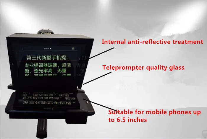 Обновленный мини-телепромтер портативный инкрустированный мобильный телепромтер артефакт видео с пультом дистанционного управления - Цвет: Черный