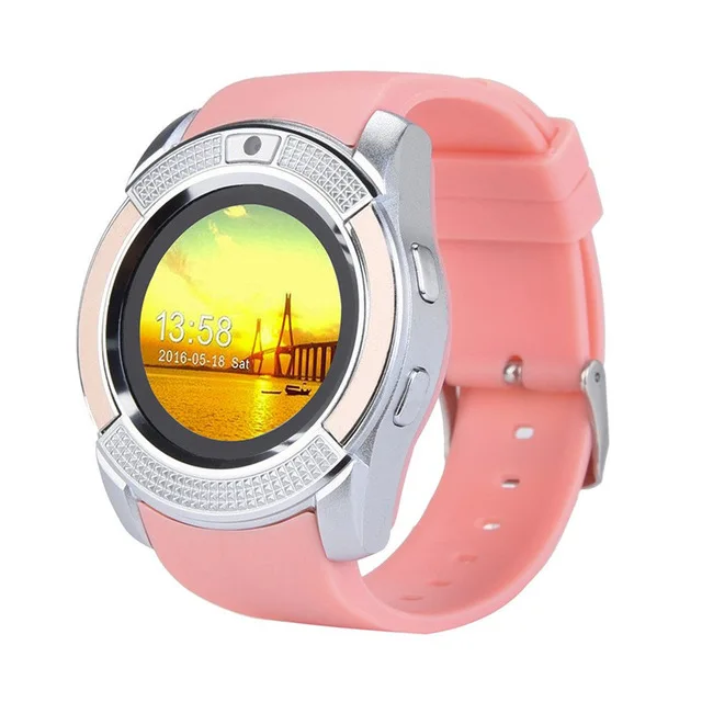 Смарт-часы для мужчин и женщин, наручные часы с поддержкой камеры, Bluetooth, SIM, TF карта, умные часы для телефона Android, пара часов+ коробка, PK y1 - Цвет: Розовый