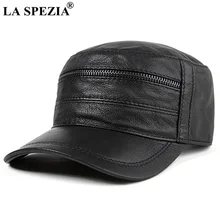 

Army Cap Military Men Brown Leather Captain Hat Adjustable Zipper Classic Sailor Cap Male Autumn Winter Fisherman Caps