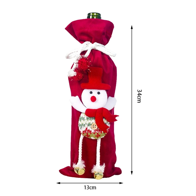 Трехмерная ткань для куклы сумки для винных бутылок Рождественская фланелевая украшение для бутылки шампанского Рождественская Домашняя