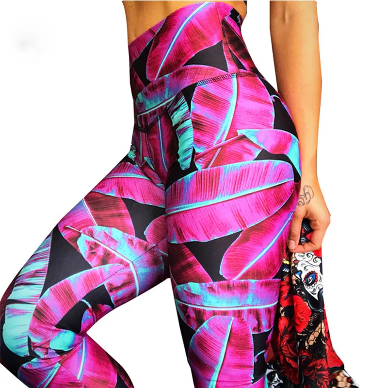 

SALSPOR Women Digital Printing Leggings High Waist Slim Multi Color Stitching Legging Female Fashion Irregular Exercise leggins