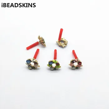 

New arrival! 13x13mm 50pcs Zinc alloy/enamel Round shape Earrings Stud for Earrings parts,hand Made Earrings Jewelry DIY