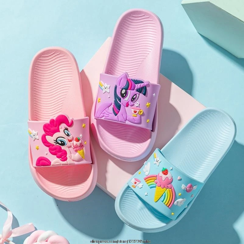 Los niños de verano zapatillas de mi bebé pony niñas interior antideslizante sandalias suaves cómodas playa Chanclas Zapatos