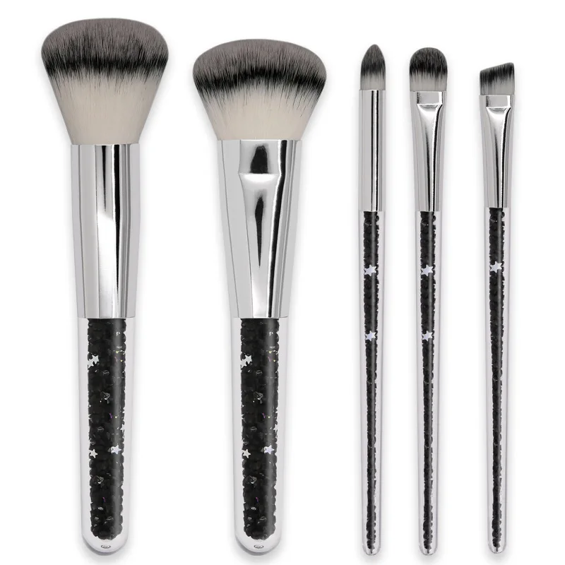

ins style 5pcs Black Diamond Shinny Makeup Brushes Set High Quality Foundation Blending Brush Cosmetic Beauty Make Up Tools