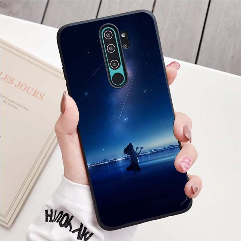Starry Anim black Silicone Phone Case For Redmi note 8 7 Pro S 8T for redmi 9 7A Cover