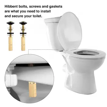 

2pcs Easy Install Double Gaskets Toilet Tank To Bowl Bolt Kit Home Solid Brass Universal Heavy Duty Bathroom Extra Long Nuts