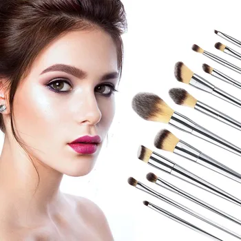 

Newest 12 PCS Blending Wooden Handle High End Make Up Foundation Cosmetic Eyebrow Eyeshadow Brush Makeup Brush Sets Tools