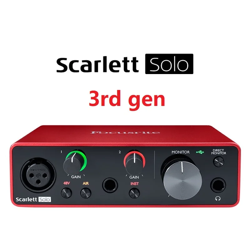 Звуковая карта Focusrite Scarlett Solo 3rd gen 2 входа выхода USB аудиоинтерфейс с ISK