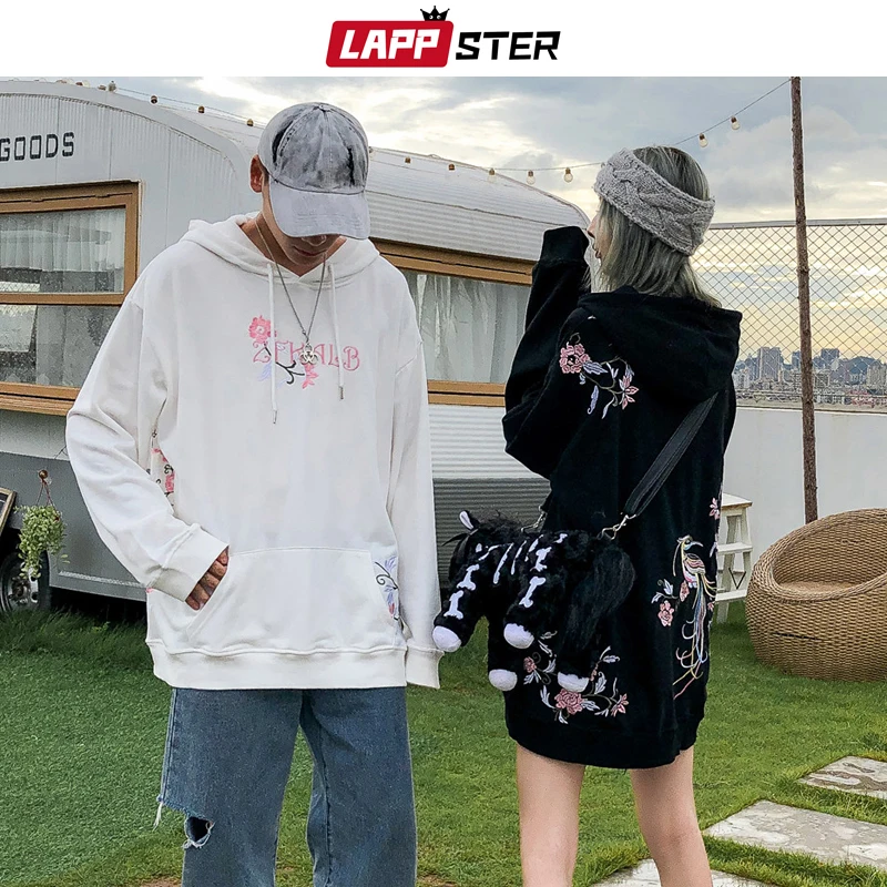 LAPPSTER Мужская негабаритная корейская мода толстовки с капюшоном Мужская s Японская уличная Толстовка Осень Harajuku розовая Свободная Толстовка