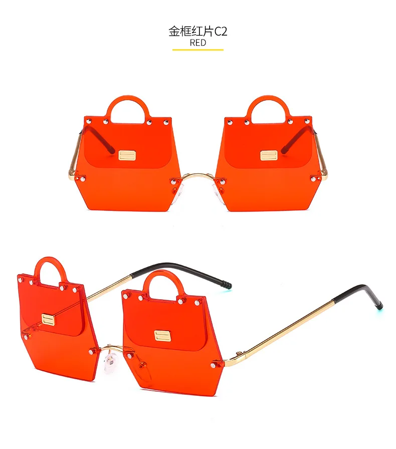 new trend personality handbag sunglasses women's irregular metal box catwalk fashion tide cool sunglasses glasses