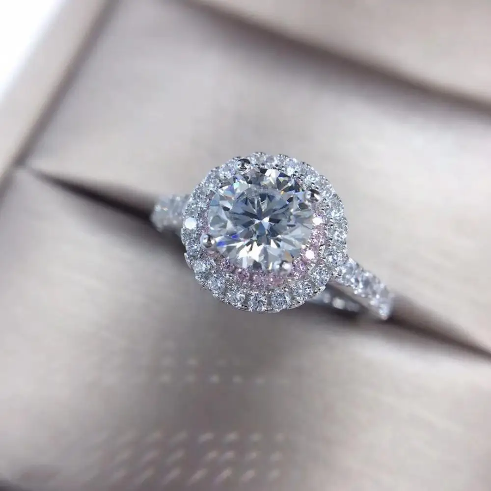 100% Настоящее 18K Золотое кольцо для женщин натуральное AAA Moissanite ювелирное изделие