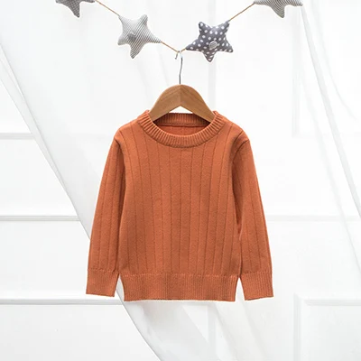 Детские свитера осень-зима однотонные вязаные свитера Одежда для маленьких мальчиков и девочек Вязаный Повседневный свитер с длинными рукавами для малышей от 1 до 6 лет - Цвет: Оранжевый
