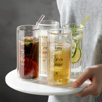 

Alphabet Glass Cup Big Milk Cups Beer Heat Resistant Drinkware Glass Tea Cups Bicchieri Vetro Acqua Glassware Drinking AC50GC