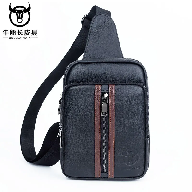 

Bull Captain Contrast Color Genuine Leather Chest Pack Men's Korean-style Tide Head Layer Cowhide Shoulder Business Casual Large
