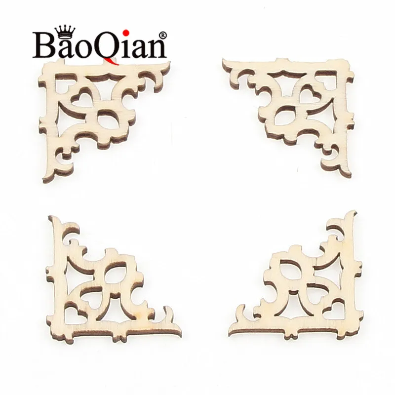 30pcs/lot Natural Wooden Scrapbook 40x25mm Book Corner Photo Frame Protective Cover Diy Home Decoration Crafts | Дом и сад