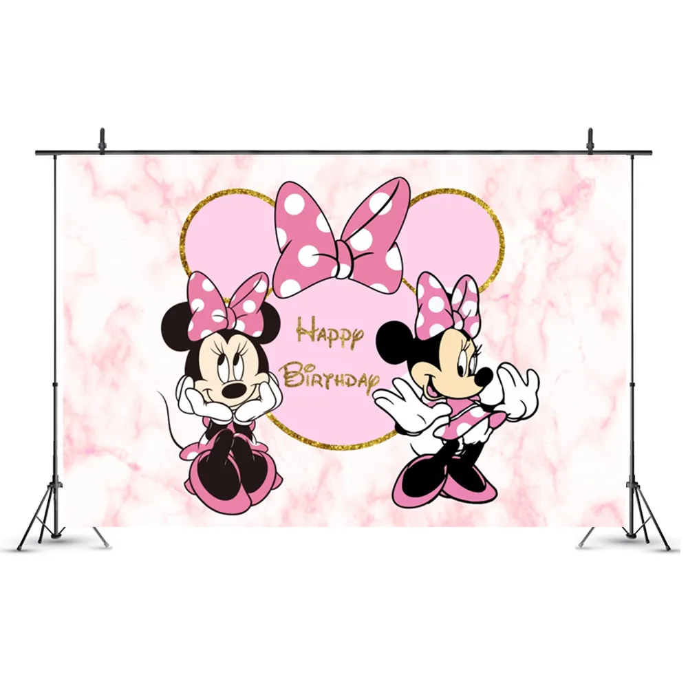 Fond De Scène Rond Minnie Mouse Pour Anniversaire Princesse, Déco Goûter Fille, Baby Shower