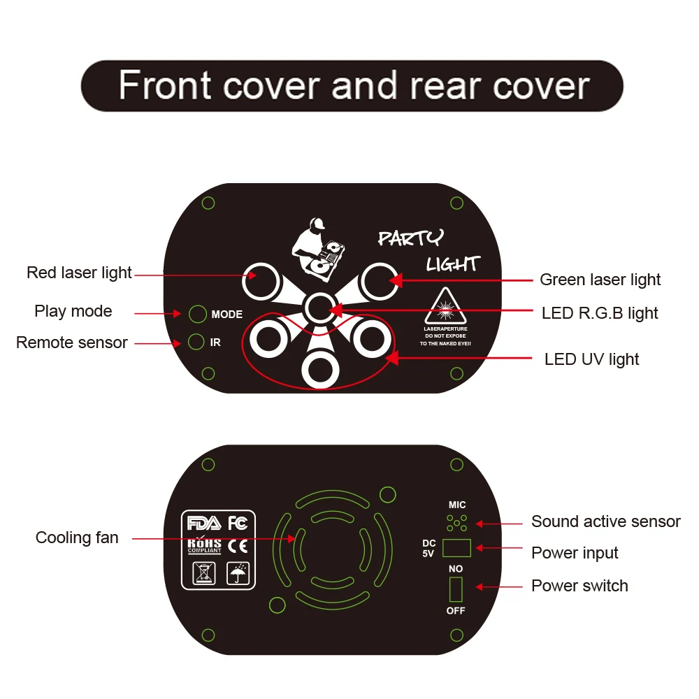 129 padroes usb recarregavel led laser projetor 04