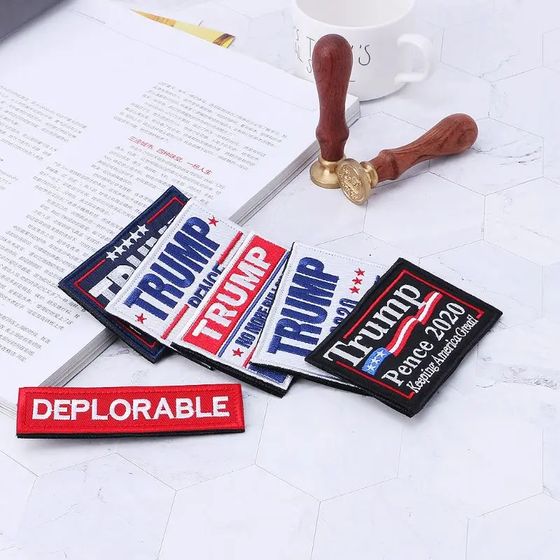 Полная вышивка Трамп патч прикрепить повязку аппликация плечо швейный значок ткань Прямая поставка поддержка