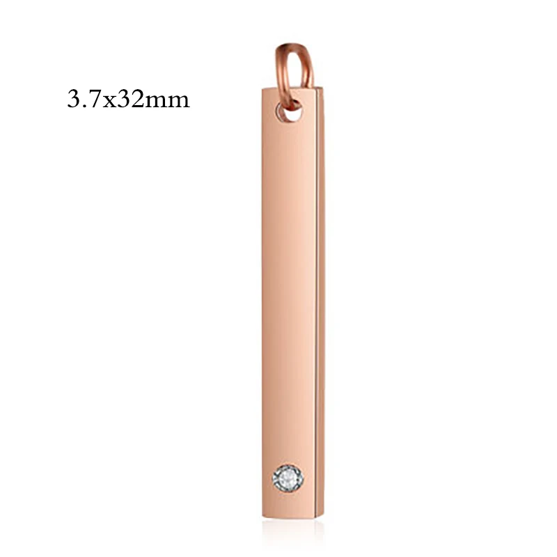 rose gold 3.7x32mm Серебро/золото/розовое золото из нержавеющей стали брусковая заготовка прямоугольник Шарм Кулон для гравировка по металлу зеркало в форме тарелки полированная 10 шт - Окраска металла: rose gold 3.7x32mm