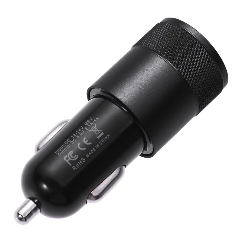 Автомобильное зарядное устройство 2.1A 1A сплав 2 usb порта универсальная интеллектуальная зарядка двойной USB Автомобильные зарядные устройства для мобильных телефонов usb заряжаемый