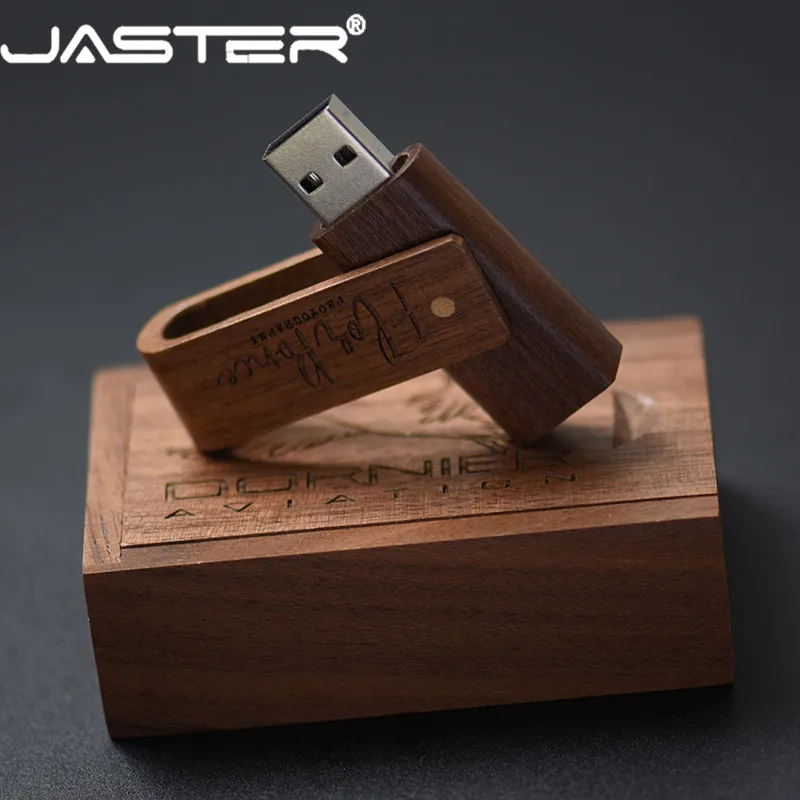 JASTER(более 10 шт бесплатный логотип) деревянный Спин+ коробка USB 2,0 флешка 4 ГБ 8 ГБ 16 ГБ 32 ГБ 64 ГБ 128 ГБ usb флеш-накопитель U диск подарок