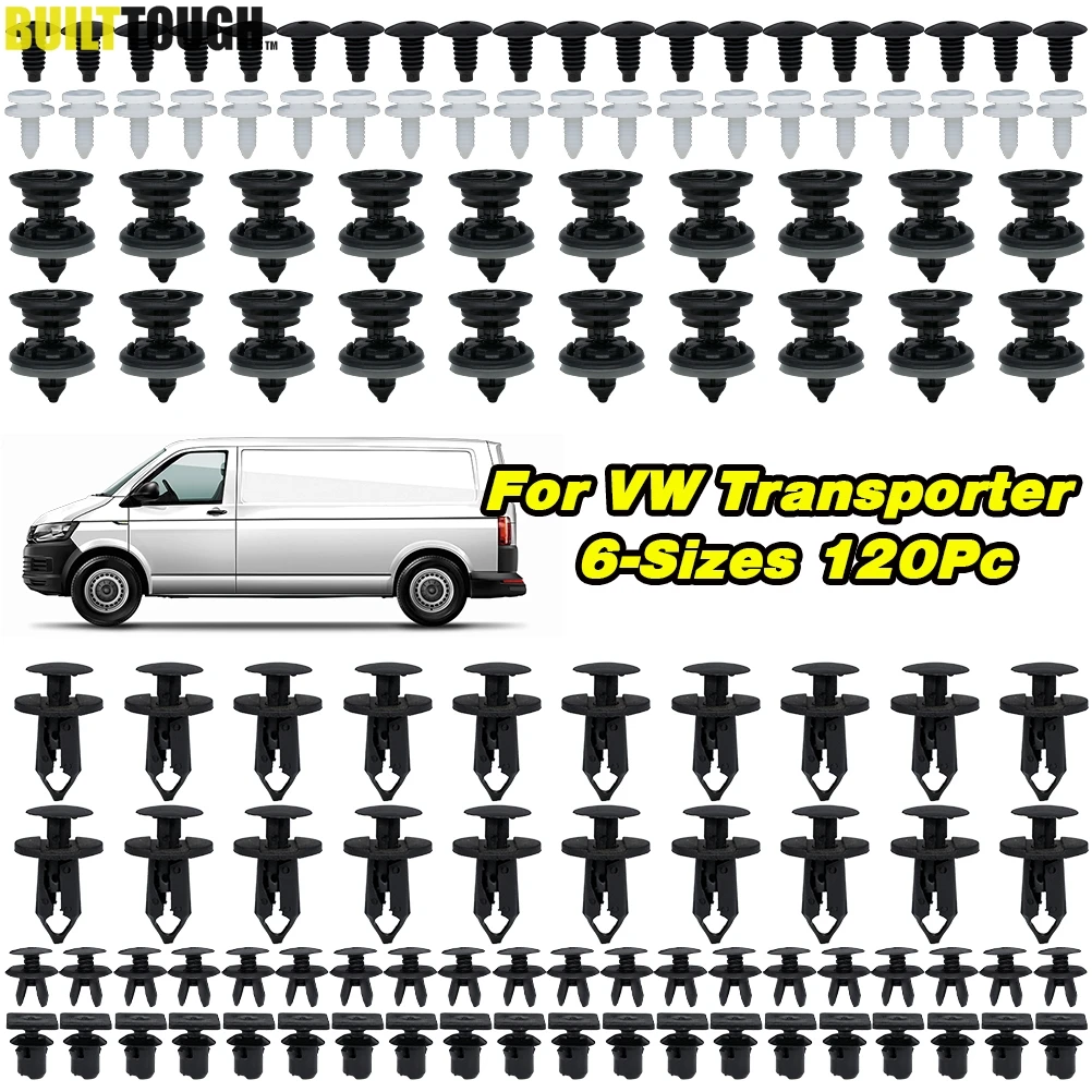 120Pcs 6 Formati Auto Porta Pannelli Di Rivestimento Pinze Auto Del Corpo Push Spille Rivetto Interno Del Tetto Tappeto Fermo Per Vw Trasportatore T4 