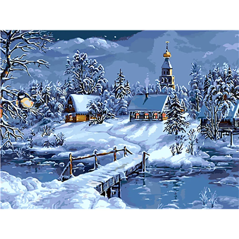 painting by numbers8 Зимние scenepainting по номерам краски по номеру для взрослых DIY Раскраска по номерам картина маслом пронумерованные номер картины - Цвет: painting by numbers8