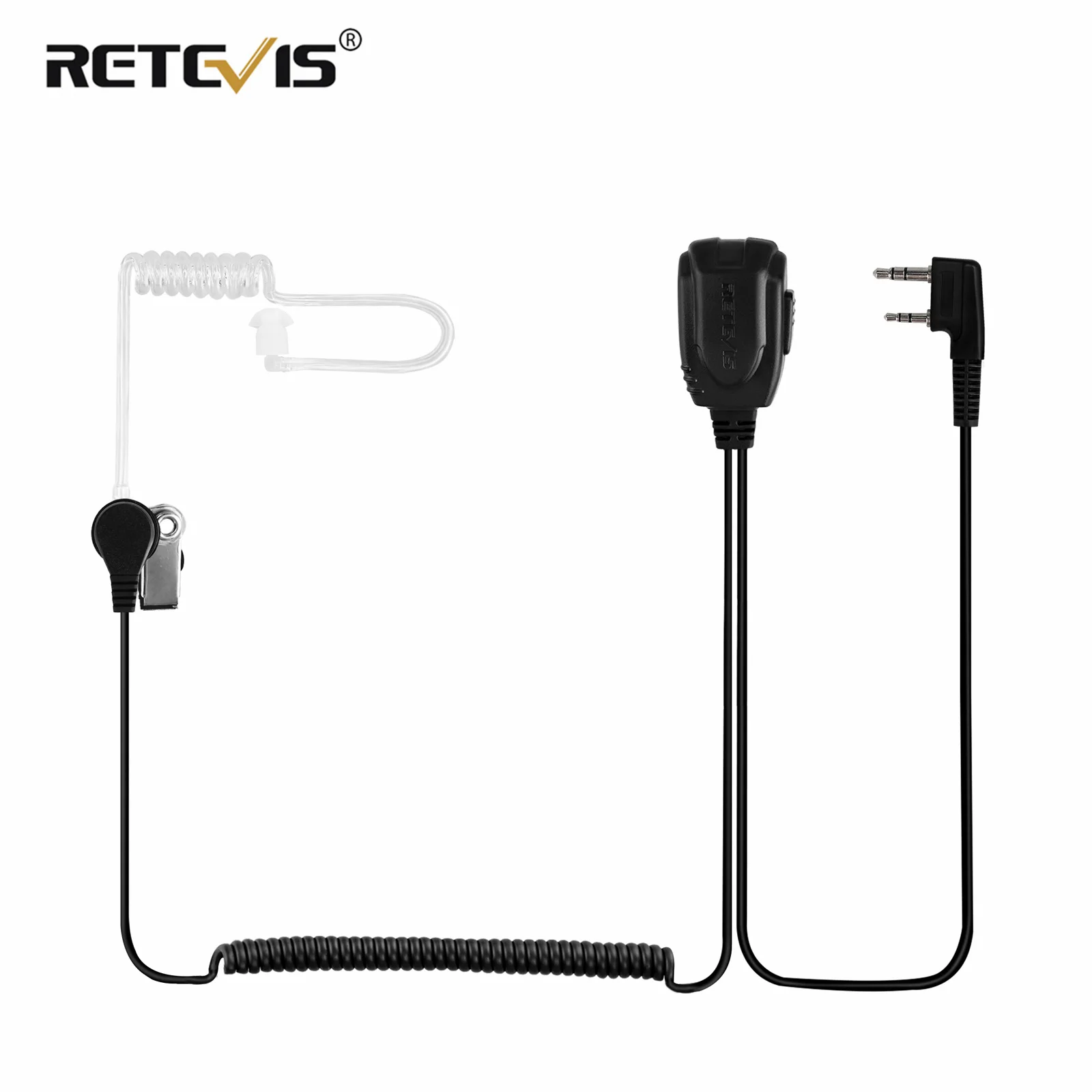 Retevis EAK005 2 Pin Walkie Talkie Earpiece Air Acoustic Tube Two Way Radio Headset with Coil MIC for Kenwood Baofeng UV-5R UV82 nato tactical u94 ptt headset with finger ptt for z tactical tca sky peltor headphones for baofeng uv5r uv82 kenwood radio