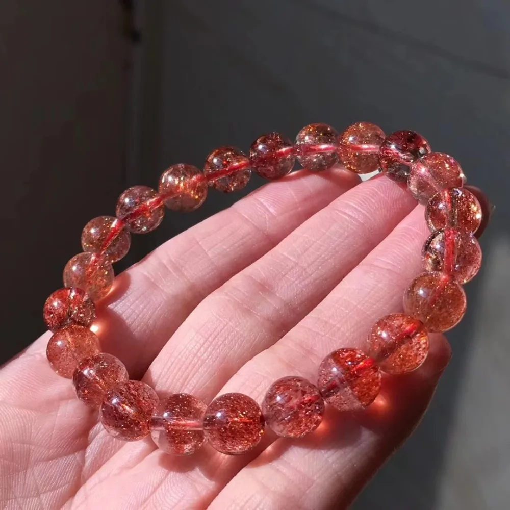 Топ натуральный красный Lepidocrocite КВАРЦ СУПЕР семь 7 мелодий камень браслет 8,5 мм Кристалл Круглые бусины для женщин сертификат AAAAA