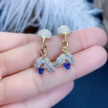 

Natural And Real Sapphire Earring 925 sterling silver Fine jewelry For men women