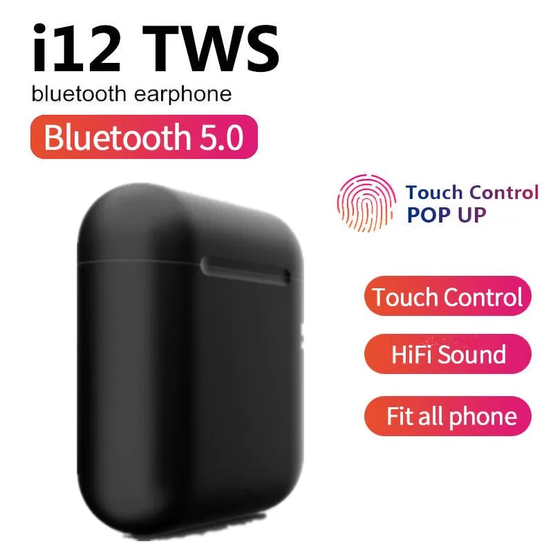 i12 TWS беспроводные наушники Bluetooth 5,0 гарнитура сенсорное управление мини наушники для samsung Galaxy S9 S10 Plus смартфон