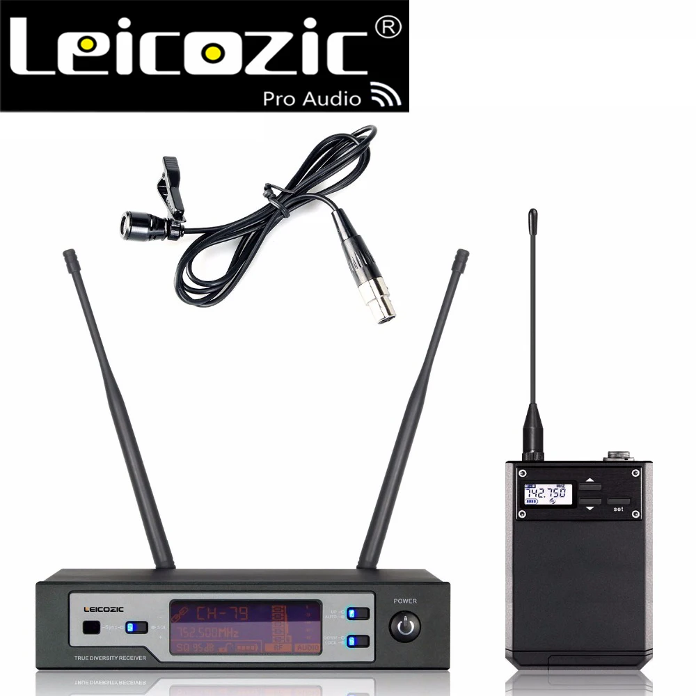 Leicozic цифровой беспроводной микрофон 615-655 МГц PLL двойной процессор microfino inalambrico