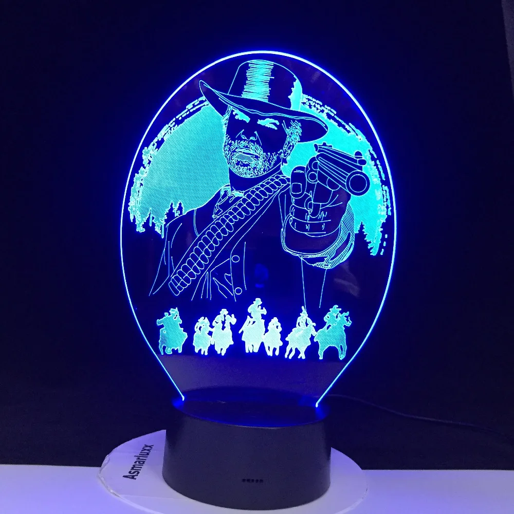 Красный Dead Redemption Декор для спальни игровой USB ночной Светильник lamparas для рождественского подарка аксессуары для домашнего декора 3D Светодиодная лампа Прямая поставка