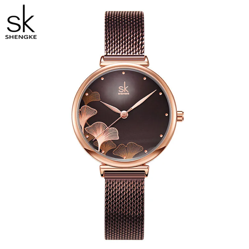 Shengke New Design Women Watches Elegant 32 MM Dial Blue Mesh Band Reloj Mujer Japanese Quartz Movement Luxury Relogio Feminino