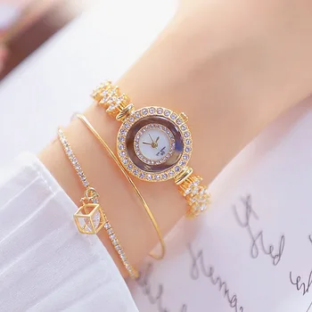 

Latest Design Diamond Watch Quartz Wristwatches Women's Bracelet Watches Fashion Watch Compact Watch Austrian Rhinestone Inlay