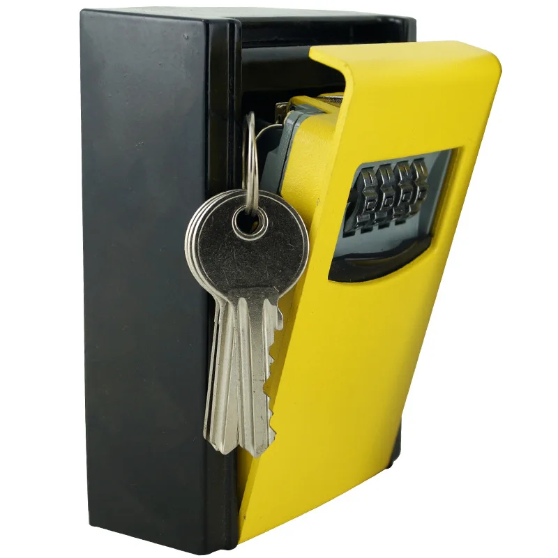 

4 Dial Solid Secure Backyard Garage Password Combination Key Storage Safe Box Weatherproof Indoor Outdoor Aluminum Alloy Rough